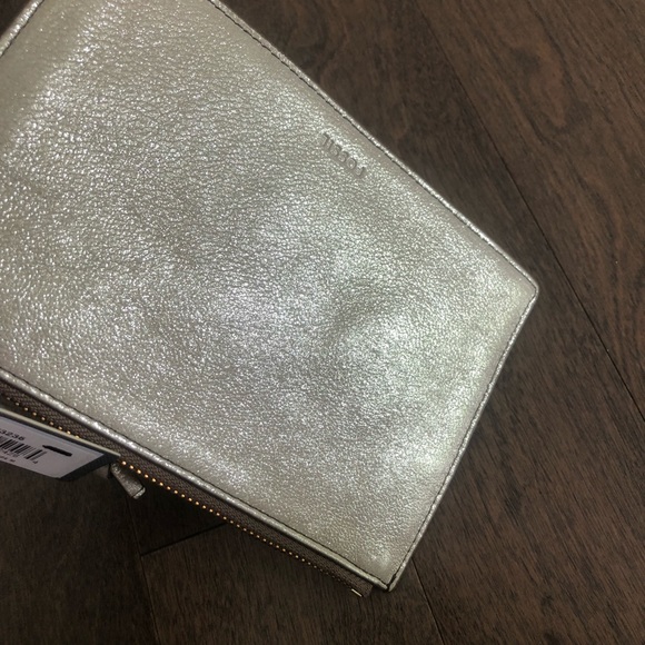 *Metallic Gold LEATHER Fossil Taupe Pouch / Clutch* - Picture 3 of 12